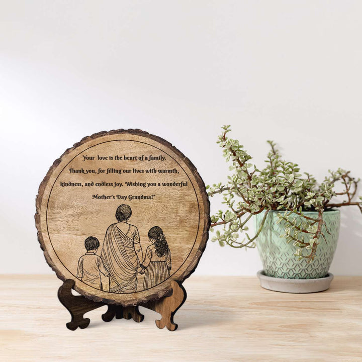 Personalized Hand Carved Engraved Dadi And Grandchildren Theme Wooden Decorative Plaque