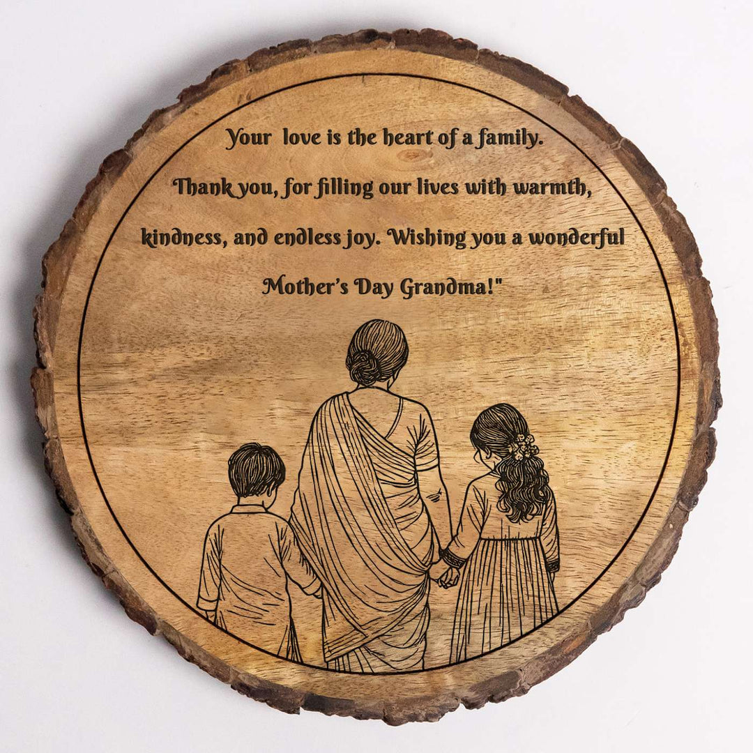 Personalized Hand Carved Engraved Dadi And Grandchildren Theme Wooden Decorative Plaque