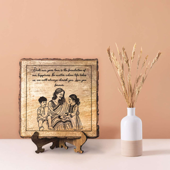 Personalized Hand Carved Engraved Dadi And Grandchildren Theme Wooden Decorative Plaque