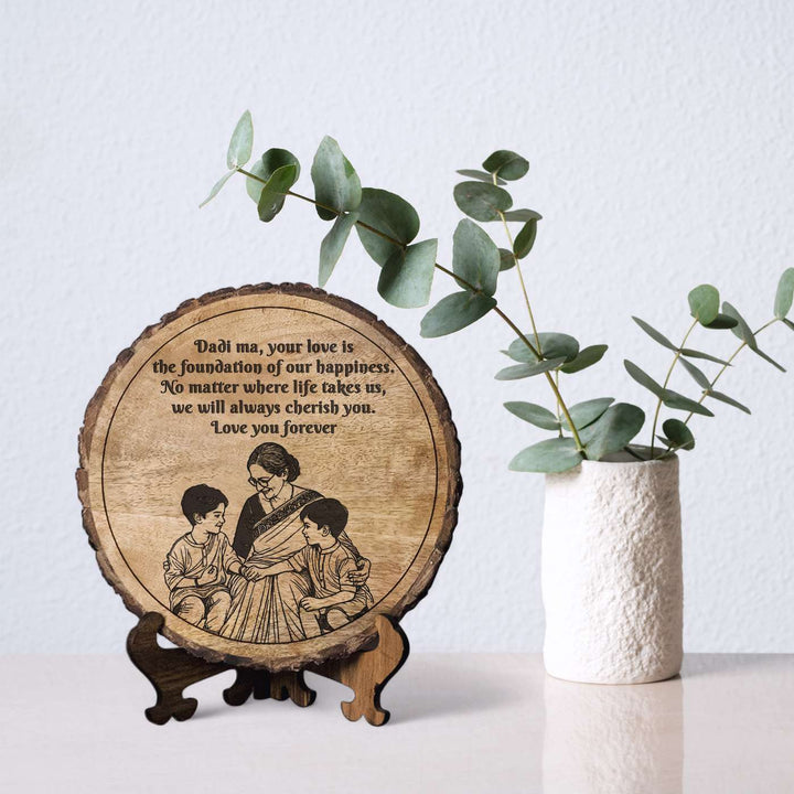 Personalized Hand Carved Engraved Dadi And Grandsons Theme Wooden Decorative Plaque