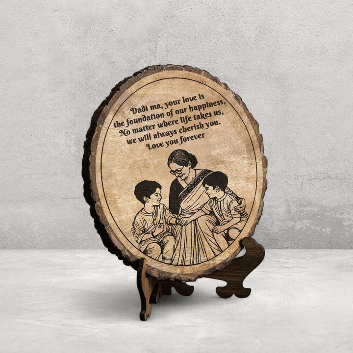 Personalized Hand Carved Engraved Dadi And Grandsons Theme Wooden Decorative Plaque