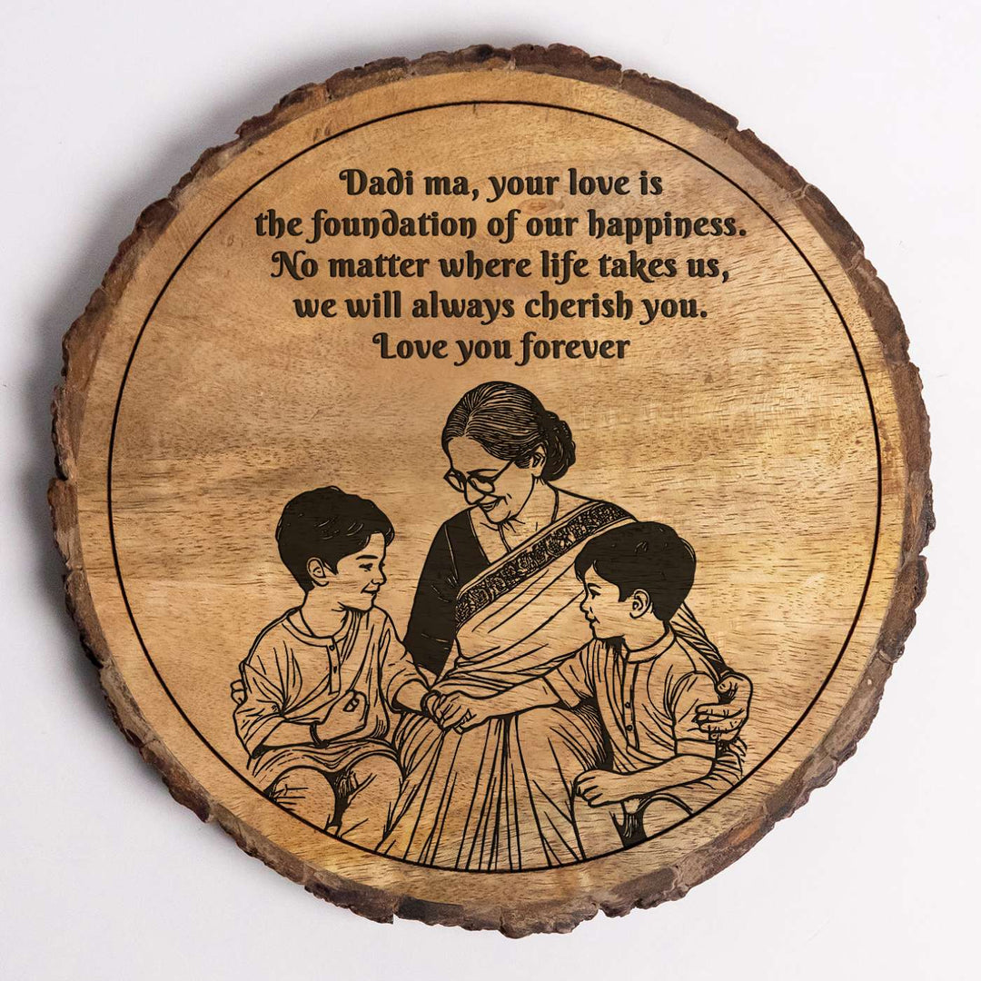 Personalized Hand Carved Engraved Dadi And Grandsons Theme Wooden Decorative Plaque