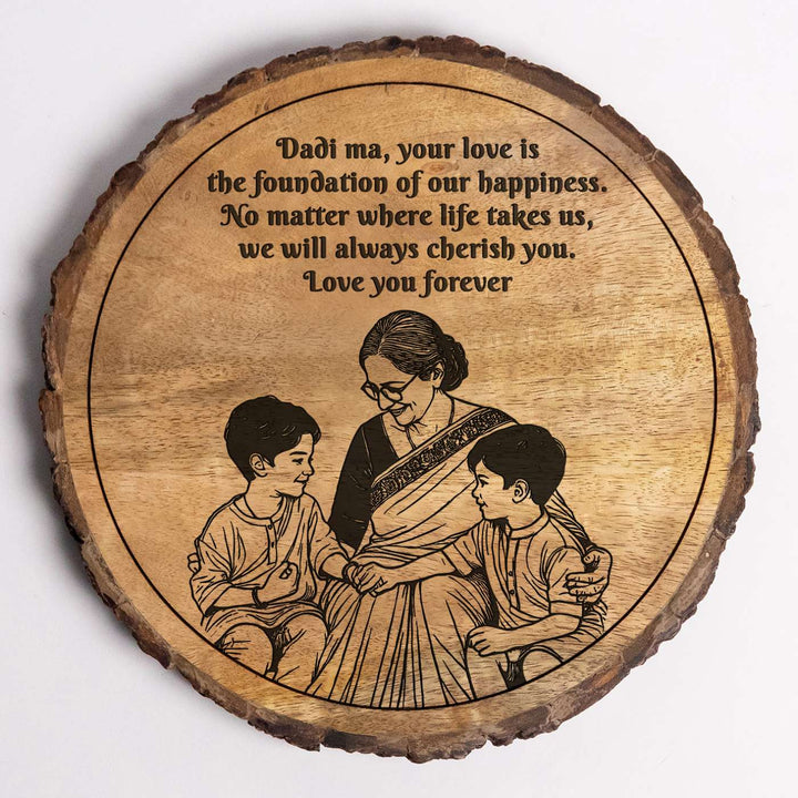 Personalized Hand Carved Engraved Dadi And Grandsons Theme Wooden Decorative Plaque