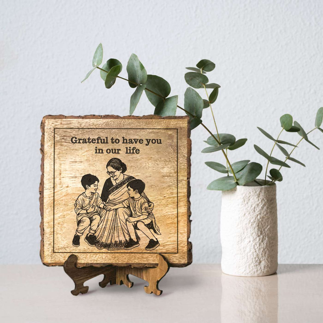 Personalized Hand Carved Engraved Dadi And Grandsons Theme Wooden Decorative Plaque