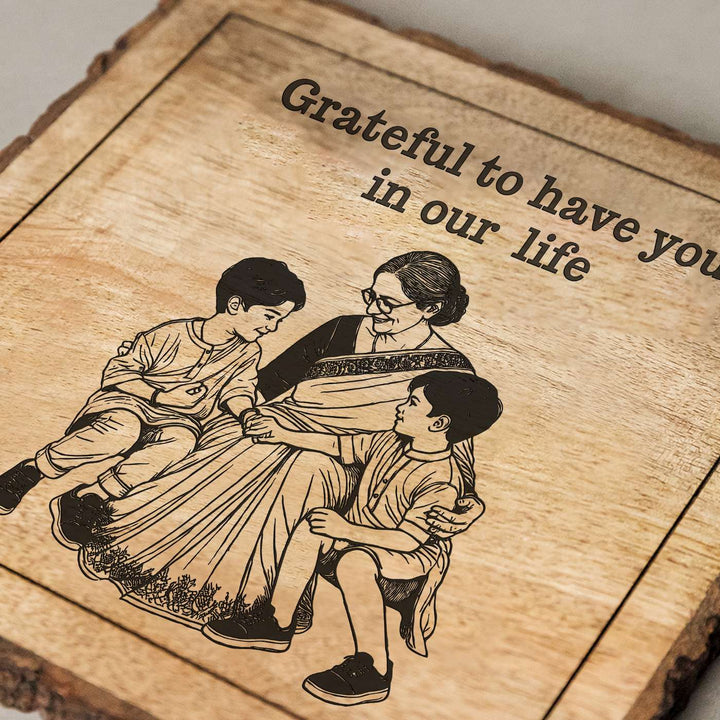 Personalized Hand Carved Engraved Dadi And Grandsons Theme Wooden Decorative Plaque