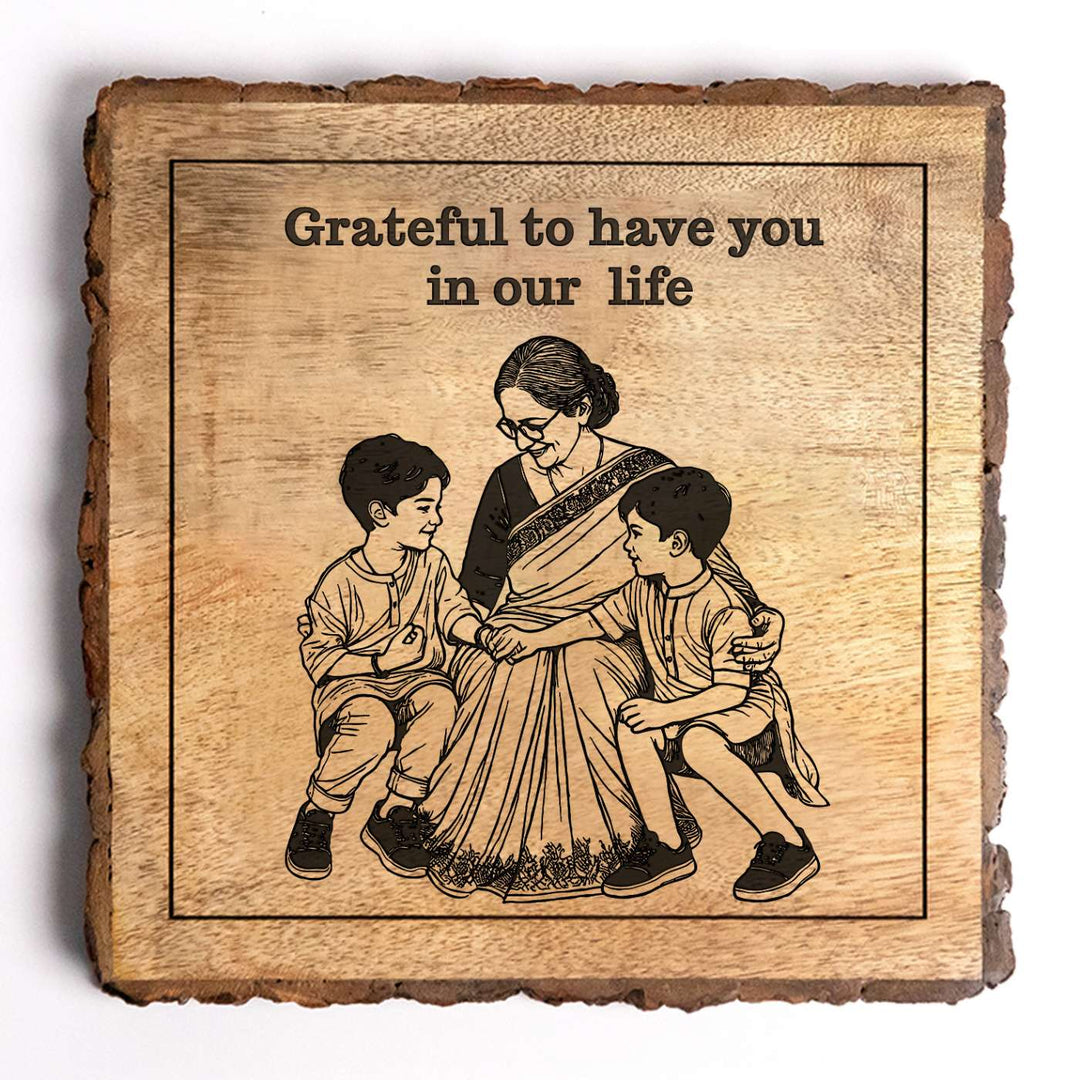Personalized Hand Carved Engraved Dadi And Grandsons Theme Wooden Decorative Plaque