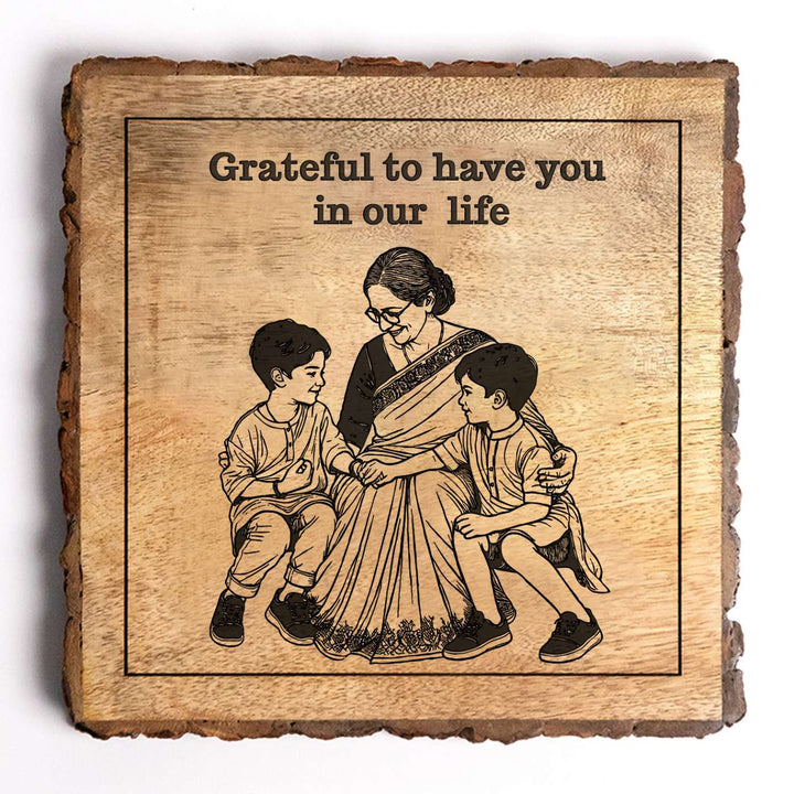 Personalized Hand Carved Engraved Dadi And Grandsons Theme Wooden Decorative Plaque