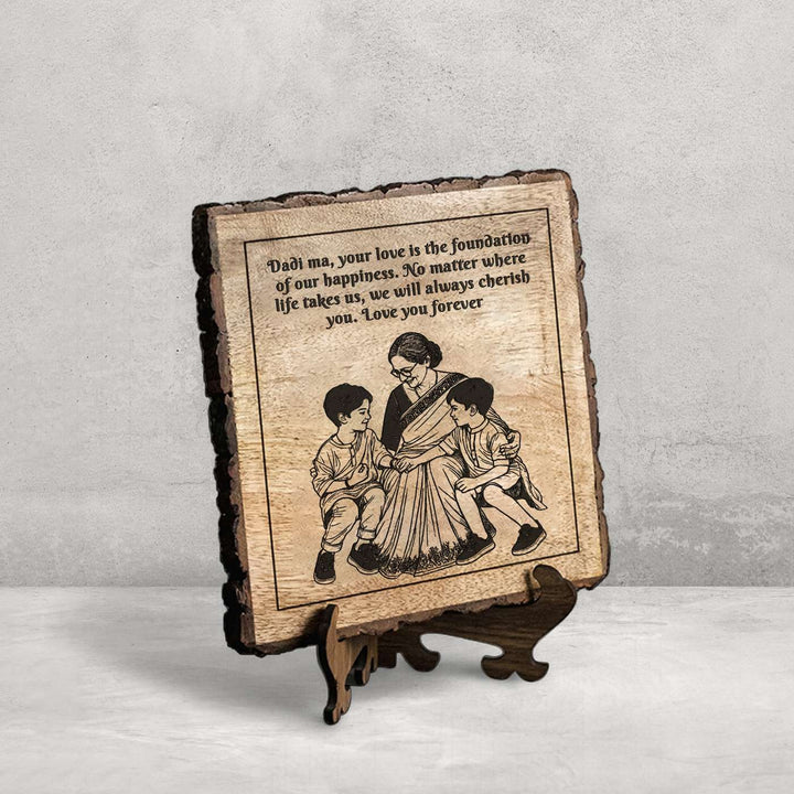 Personalized Hand Carved Engraved Dadi And Grandsons Theme Wooden Decorative Plaque