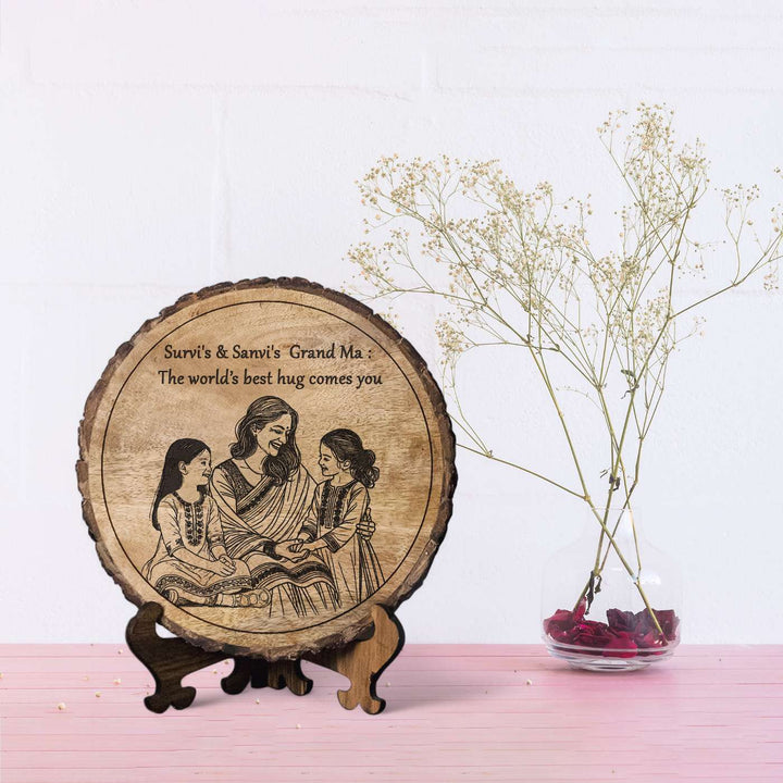 Personalized Hand Carved Engraved Dadi And Granddaughters Theme Wooden Decorative Plaque