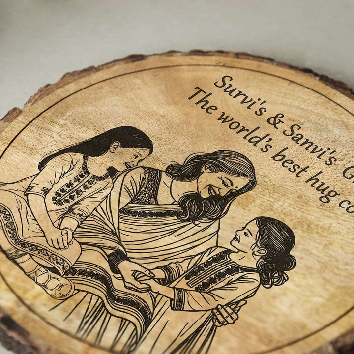 Personalized Hand Carved Engraved Dadi And Granddaughters Theme Wooden Decorative Plaque