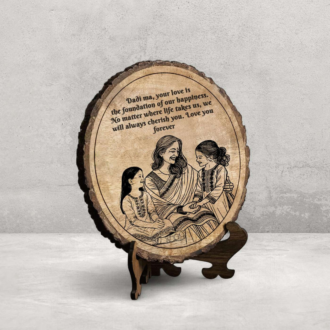 Personalized Hand Carved Engraved Dadi And Granddaughters Theme Wooden Decorative Plaque