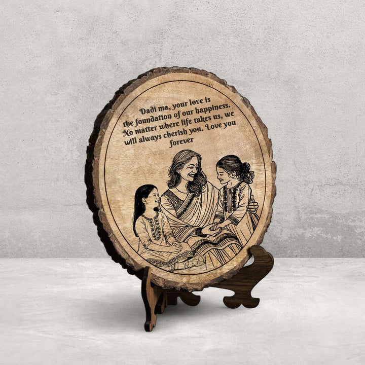 Personalized Hand Carved Engraved Dadi And Granddaughters Theme Wooden Decorative Plaque