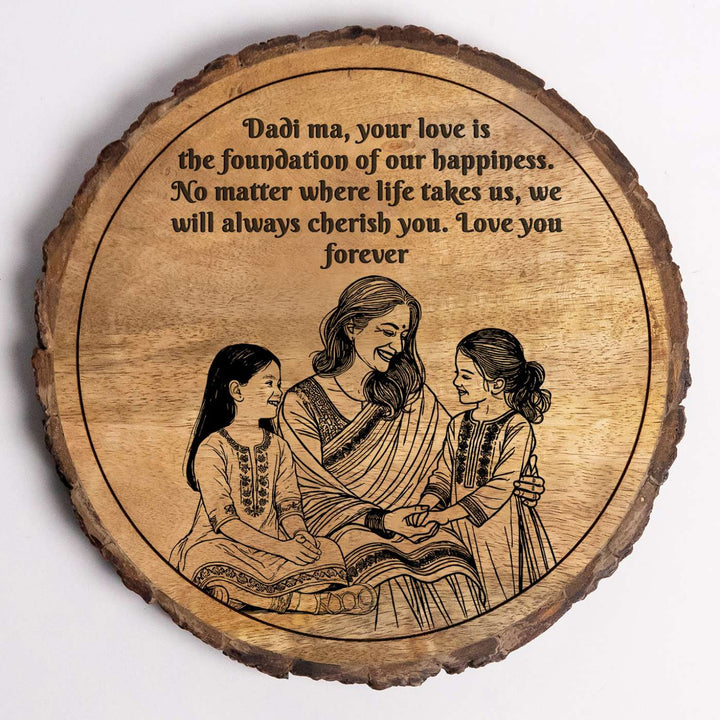 Personalized Hand Carved Engraved Dadi And Granddaughters Theme Wooden Decorative Plaque