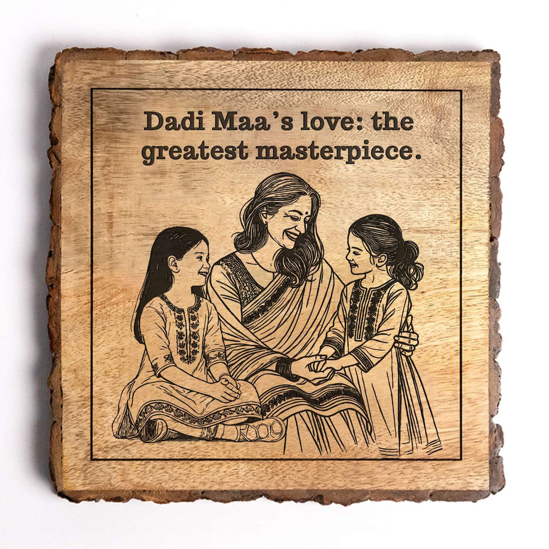 Personalized Hand Carved Engraved Dadi And Granddaughters Theme Wooden Decorative Plaque