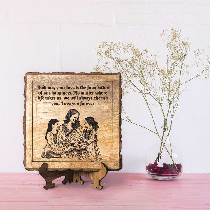 Personalized Hand Carved Engraved Dadi And Granddaughters Theme Wooden Decorative Plaque