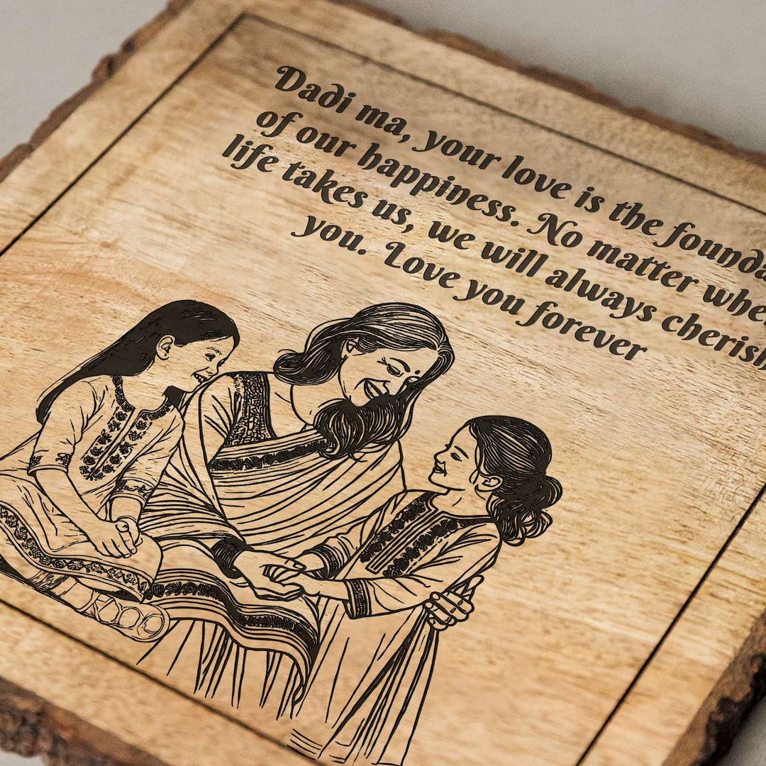 Personalized Hand Carved Engraved Dadi And Granddaughters Theme Wooden Decorative Plaque
