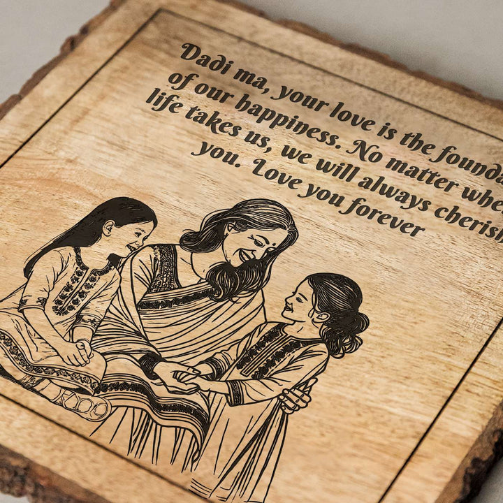 Personalized Hand Carved Engraved Dadi And Granddaughters Theme Wooden Decorative Plaque