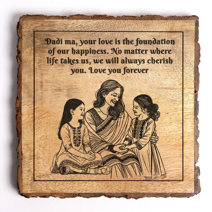 Personalized Hand Carved Engraved Dadi And Granddaughters Theme Wooden Decorative Plaque