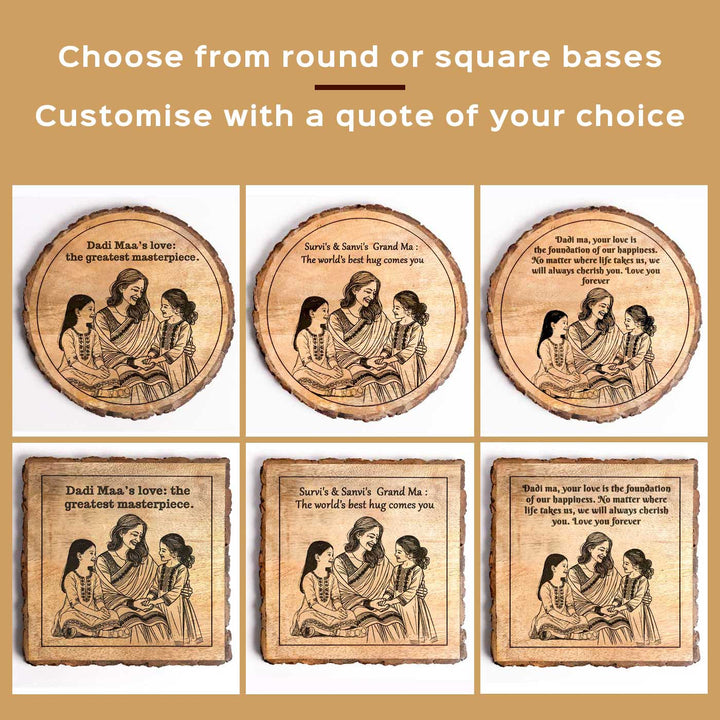 Personalized Hand Carved Engraved Dadi And Granddaughters Theme Wooden Decorative Plaque