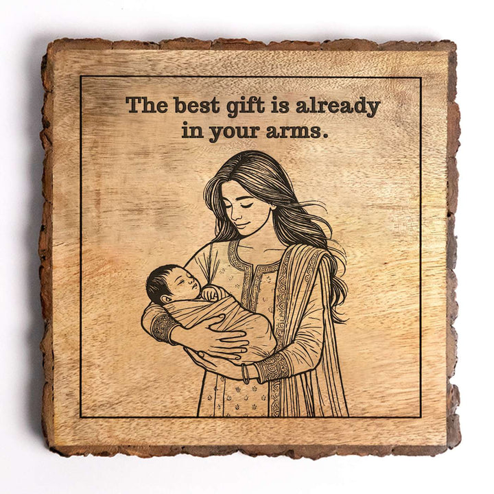 Personalized Hand Carved Engraved Mom And Child Theme Wooden Decorative Plaque