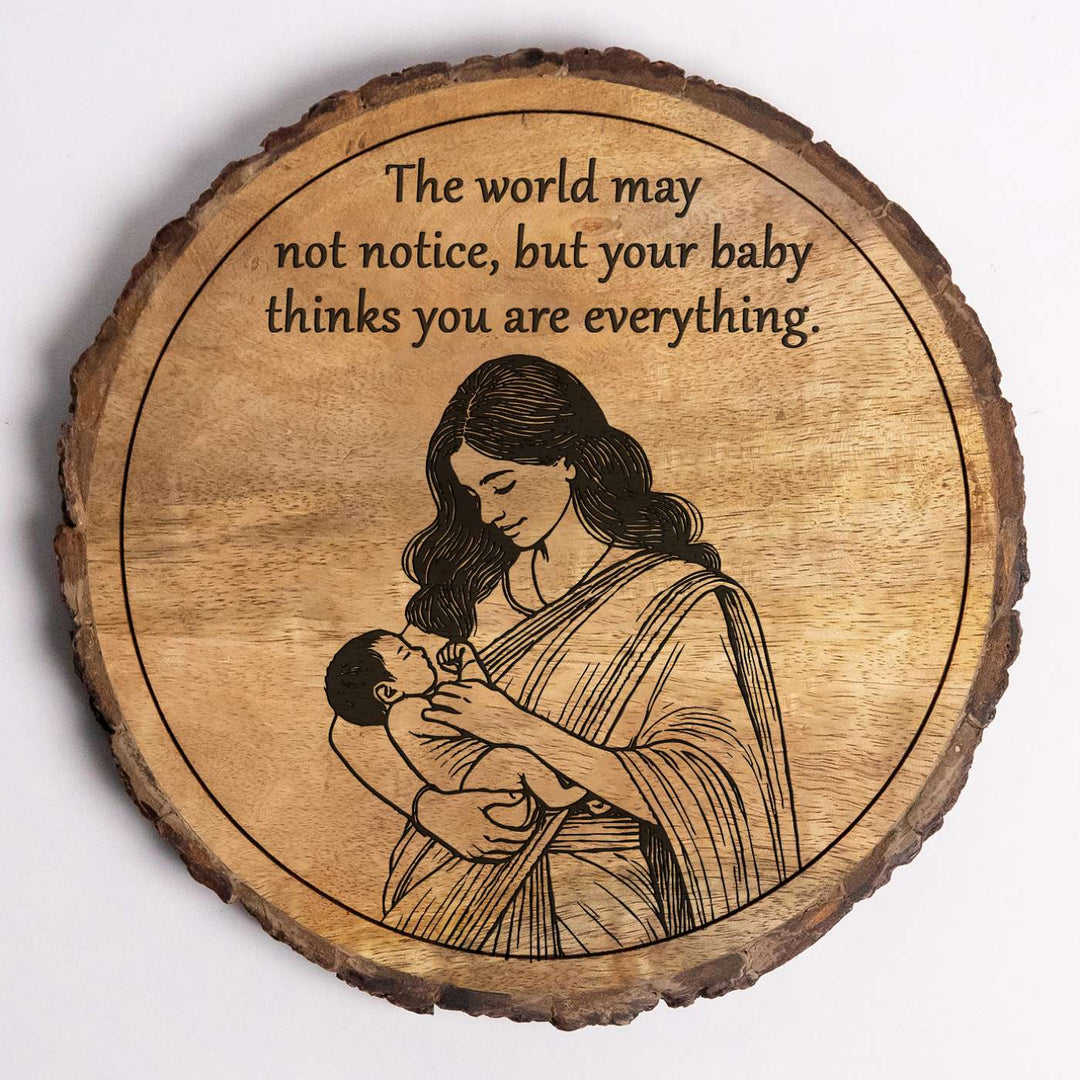 Personalized Hand Carved Engraved Mom And Child Theme Wooden Decorative Plaque