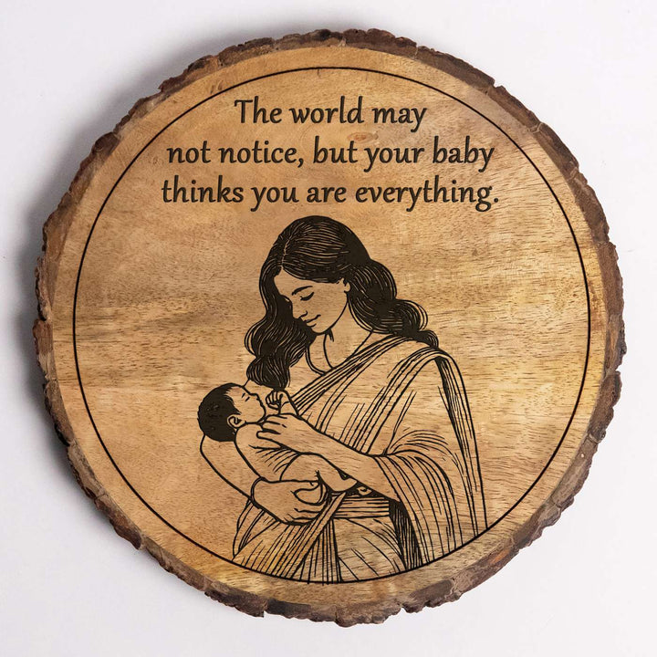 Personalized Hand Carved Engraved Mom And Child Theme Wooden Decorative Plaque