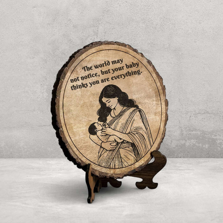 Personalized Hand Carved Engraved Mom And Child Theme Wooden Decorative Plaque