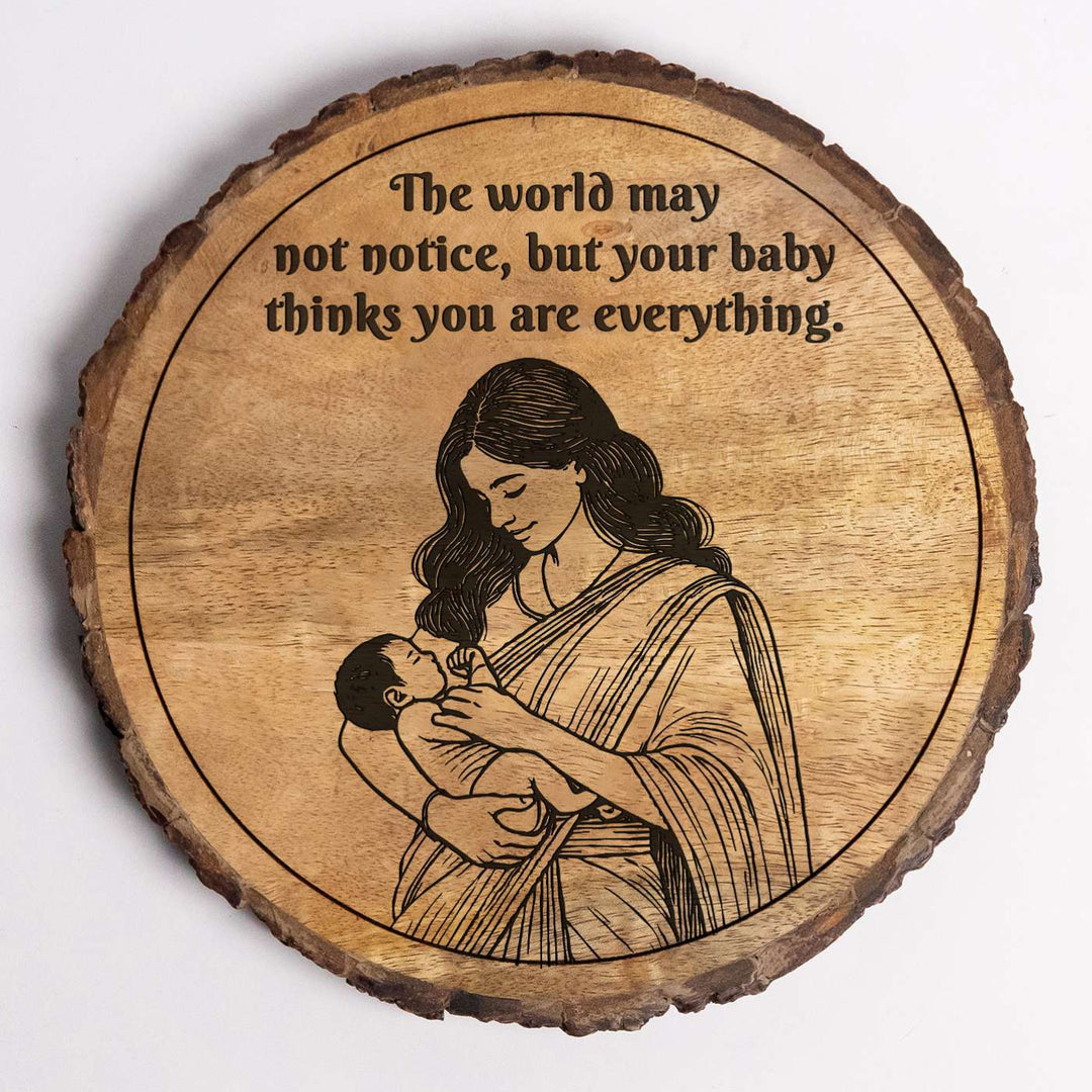 Personalized Hand Carved Engraved Mom And Child Theme Wooden Decorative Plaque