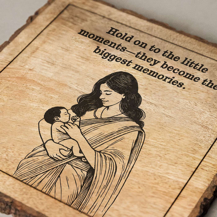 Personalized Hand Carved Engraved Mom And Child Theme Wooden Decorative Plaque
