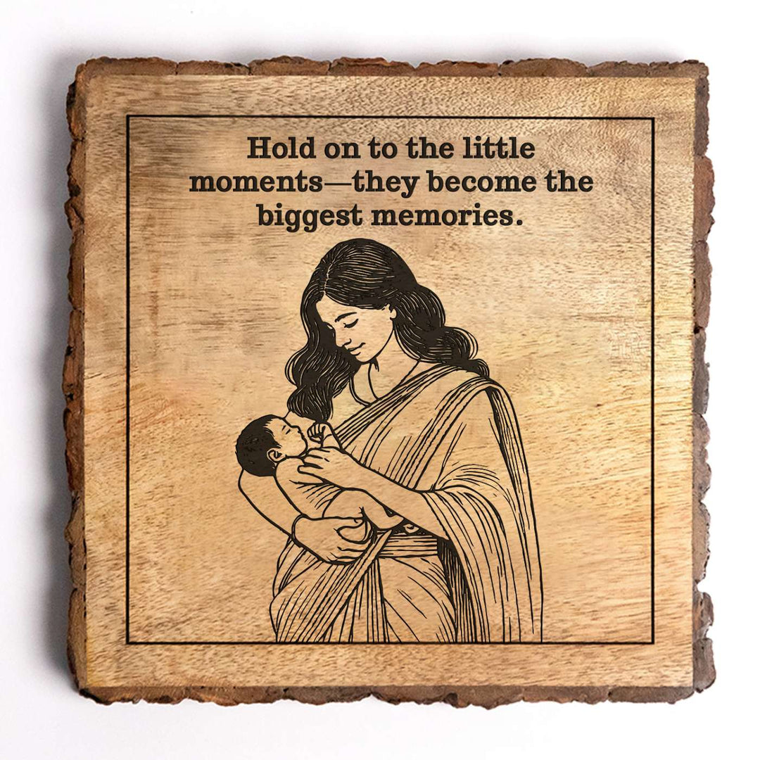 Personalized Hand Carved Engraved Mom And Child Theme Wooden Decorative Plaque