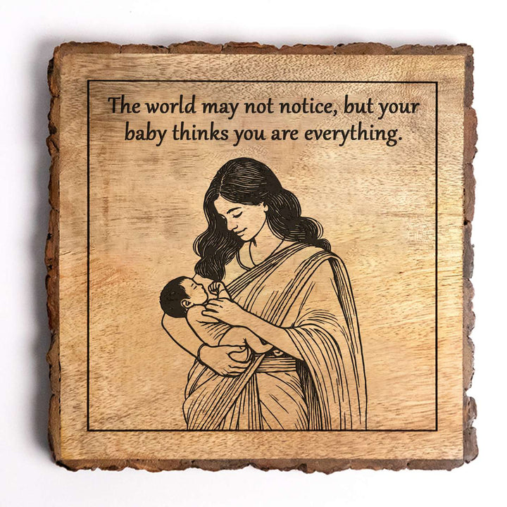 Personalized Hand Carved Engraved Mom And Child Theme Wooden Decorative Plaque