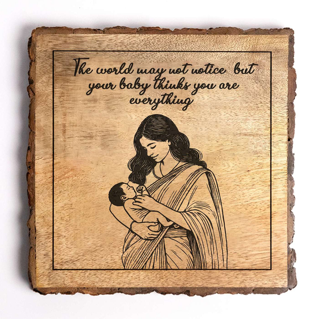 Personalized Hand Carved Engraved Mom And Child Theme Wooden Decorative Plaque
