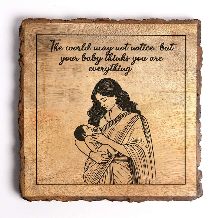 Personalized Hand Carved Engraved Mom And Child Theme Wooden Decorative Plaque