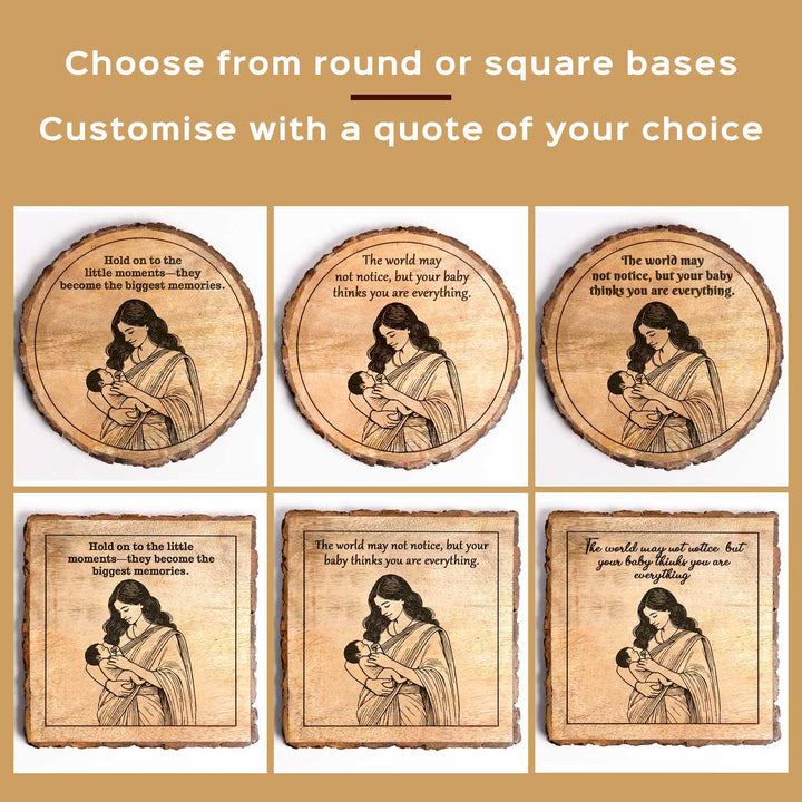 Personalized Hand Carved Engraved Mom And Child Theme Wooden Decorative Plaque