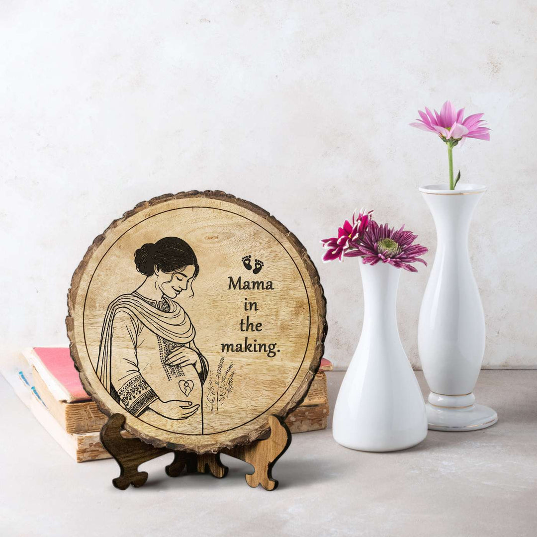 Personalized Hand Carved Engraved Mom To Be Theme Wooden Decorative Plaque