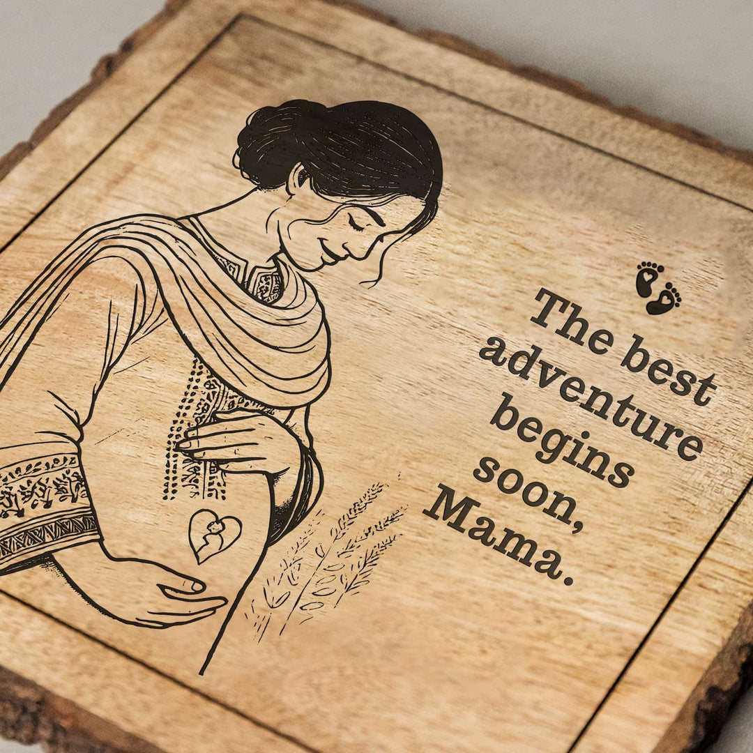 Personalized Hand Carved Engraved Mom To Be Theme Wooden Decorative Plaque