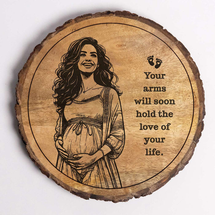 Personalized Hand Carved Engraved Mom To Be Theme Wooden Decorative Plaque
