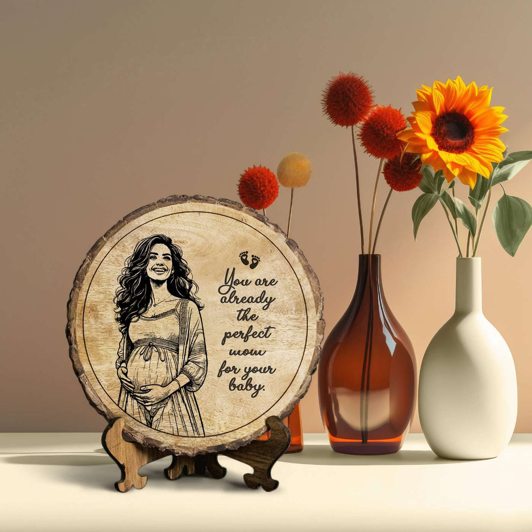 Personalized Hand Carved Engraved Mom To Be Theme Wooden Decorative Plaque