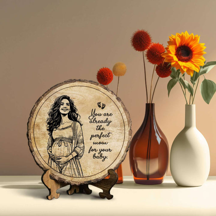 Personalized Hand Carved Engraved Mom To Be Theme Wooden Decorative Plaque