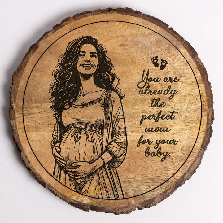 Personalized Hand Carved Engraved Mom To Be Theme Wooden Decorative Plaque