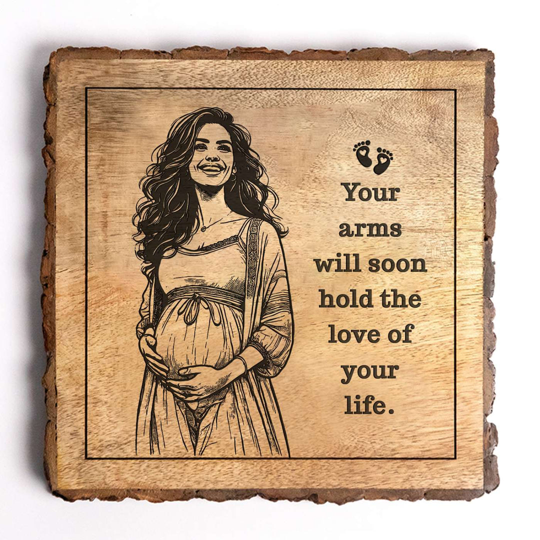 Personalized Hand Carved Engraved Mom To Be Theme Wooden Decorative Plaque