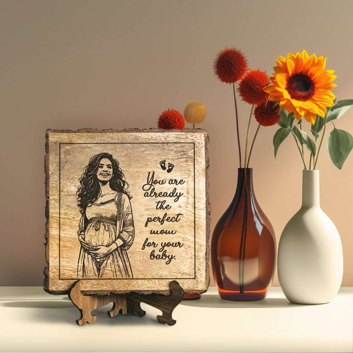 Personalized Hand Carved Engraved Mom To Be Theme Wooden Decorative Plaque