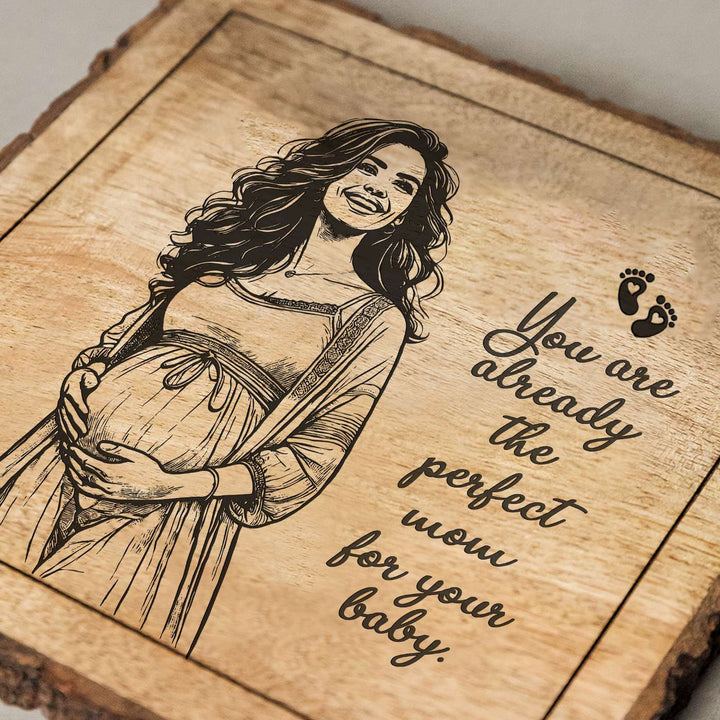 Personalized Hand Carved Engraved Mom To Be Theme Wooden Decorative Plaque