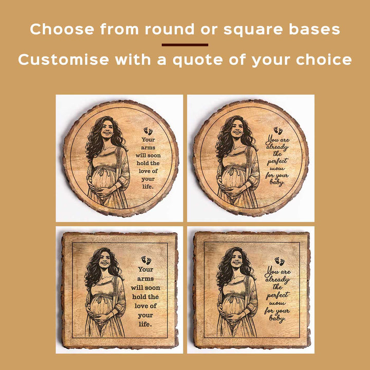 Personalized Hand Carved Engraved Mom To Be Theme Wooden Decorative Plaque
