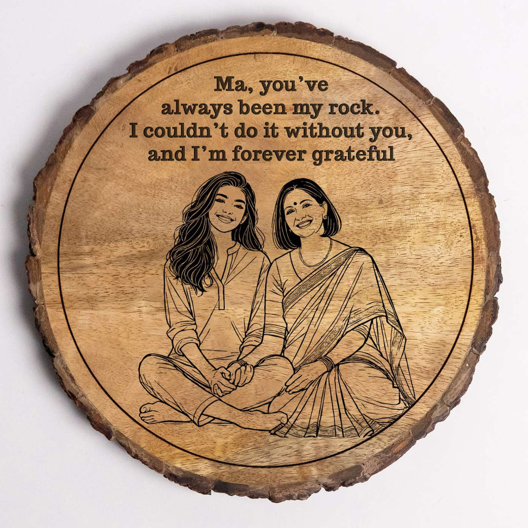 Personalized Hand Carved Engraved Mom And Daughter Theme Wooden Decorative Plaque
