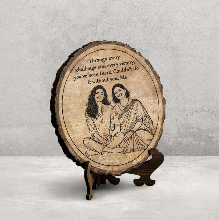 Personalized Hand Carved Engraved Mom And Daughter Theme Wooden Decorative Plaque