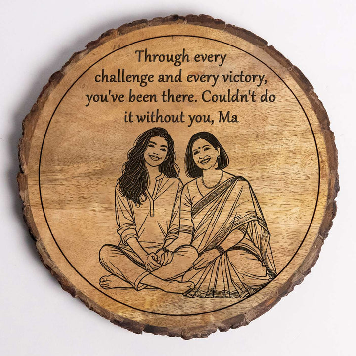 Personalized Hand Carved Engraved Mom And Daughter Theme Wooden Decorative Plaque