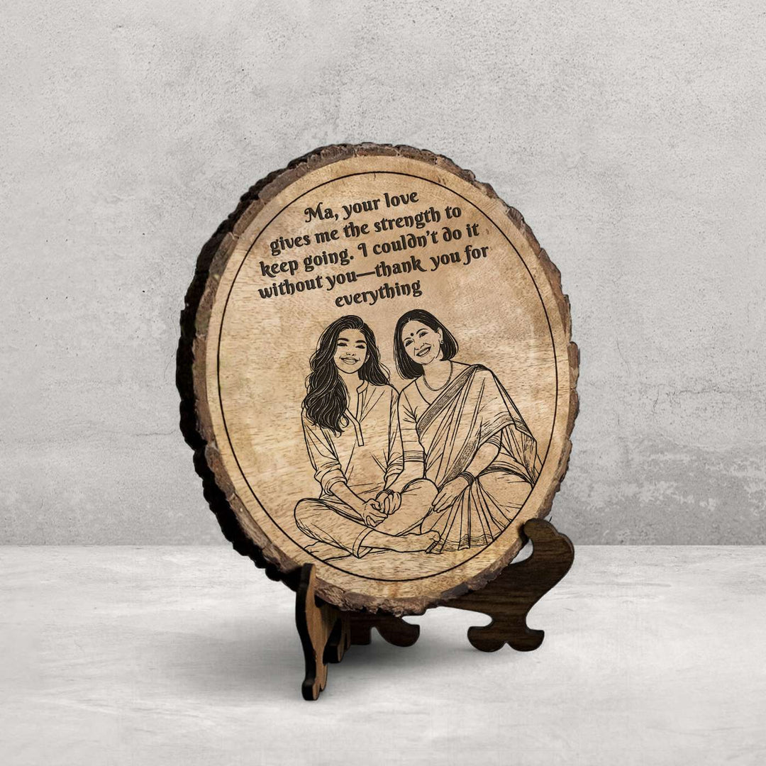 Personalized Hand Carved Engraved Mom And Daughter Theme Wooden Decorative Plaque
