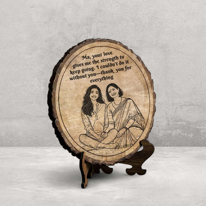 Personalized Hand Carved Engraved Mom And Daughter Theme Wooden Decorative Plaque