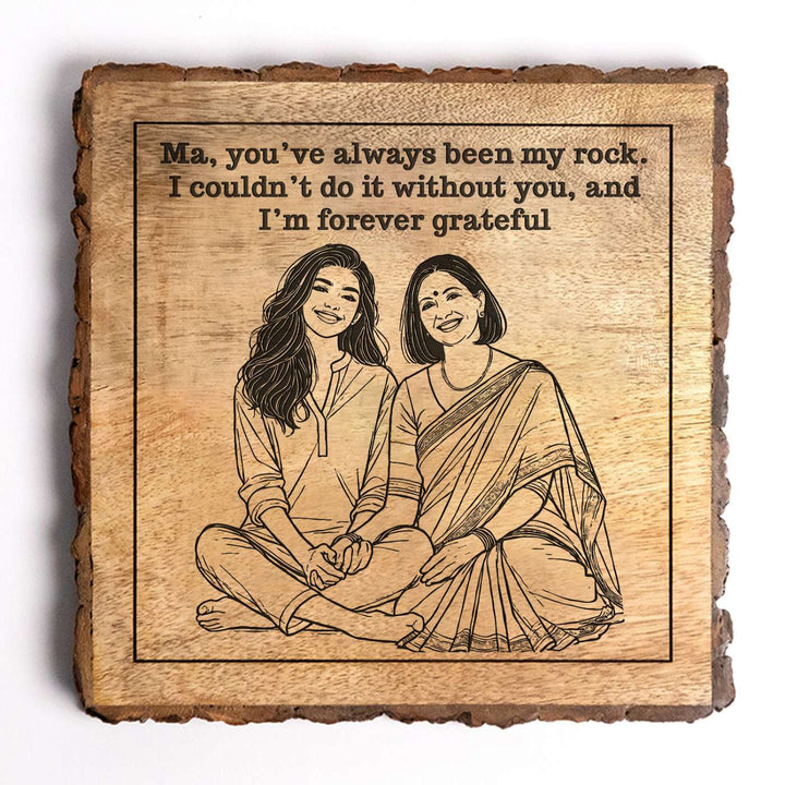 Personalized Hand Carved Engraved Mom And Daughter Theme Wooden Decorative Plaque